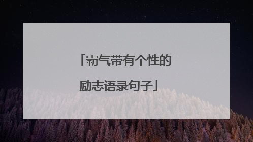 霸气带有个性的励志语录句子