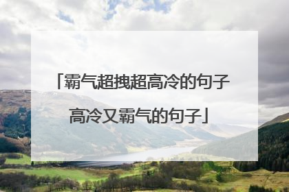 霸气超拽超高冷的句子 高冷又霸气的句子