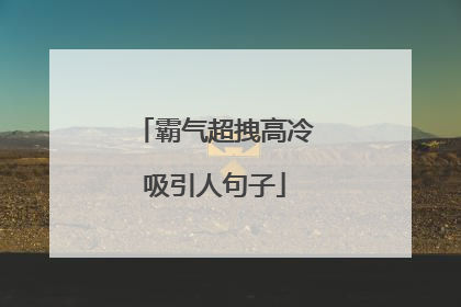 霸气超拽高冷吸引人句子