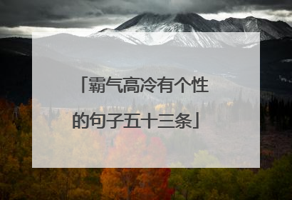 霸气高冷有个性的句子五十三条