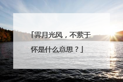 霁月光风,不萦于怀是什么意思?