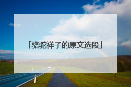 骆驼祥子的原文选段