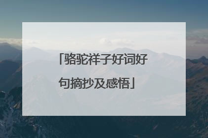 骆驼祥子好词好句摘抄及感悟