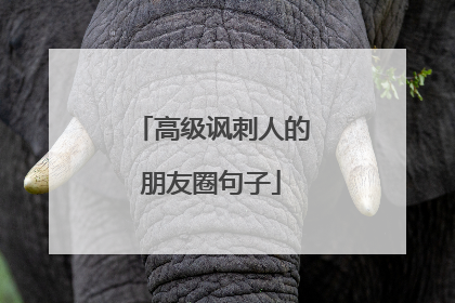 高级讽刺人的朋友圈句子