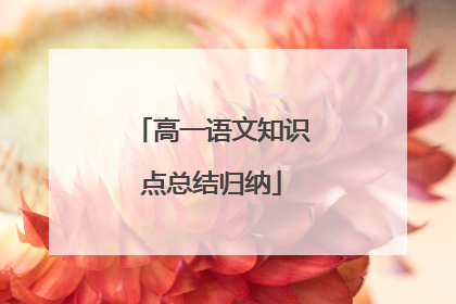 高一语文知识点总结归纳