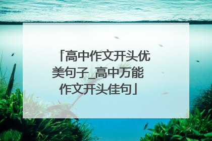 高中作文开头优美句子_高中万能作文开头佳句