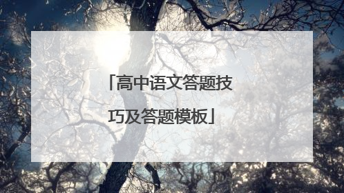 高中语文答题技巧及答题模板