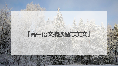 高中语文摘抄励志美文