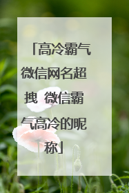高冷霸气微信网名超拽 微信霸气高冷的昵称