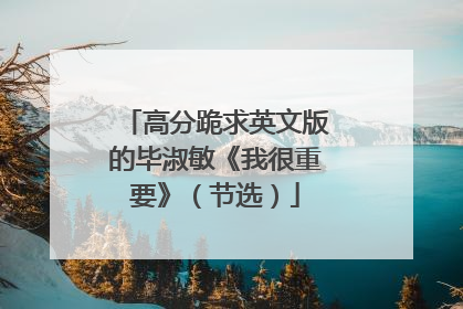 高分跪求英文版的毕淑敏《我很重要》（节选）
