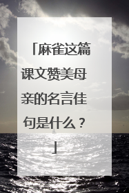 麻雀这篇课文赞美母亲的名言佳句是什么？