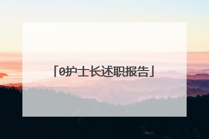 0护士长述职报告