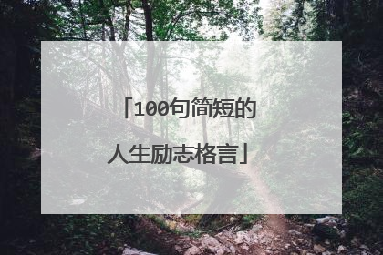 100句简短的人生励志格言