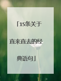 15条关于直来直去的经典语句