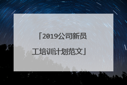 2019公司新员工培训计划范文
