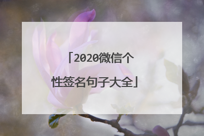 2020微信个性签名句子大全
