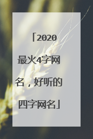 2020最火4字网名,好听的四字网名