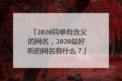2020简单有含义的网名，2020最好听的网名有什么？