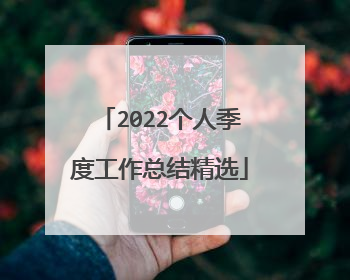 2022个人季度工作总结精选