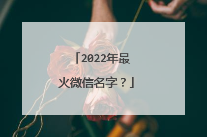 2022年最火微信名字？