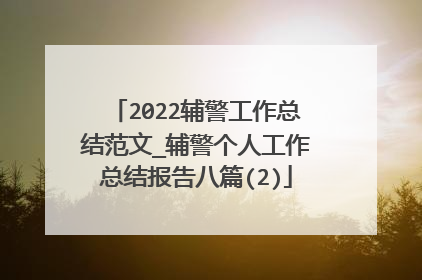 2022辅警工作总结范文_辅警个人工作总结报告八篇(2)