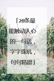 20条最能触动人心的一句话,字字珠玑,句句精辟