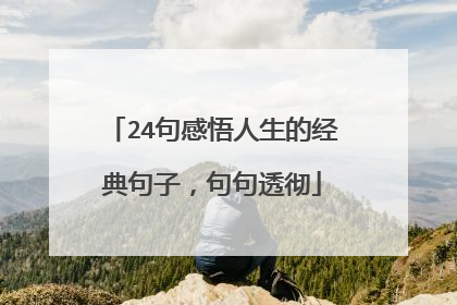 24句感悟人生的经典句子,句句透彻