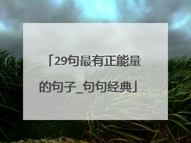 29句最有正能量的句子_句句经典