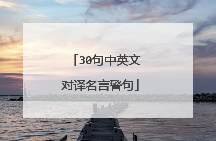 30句中英文对译名言警句