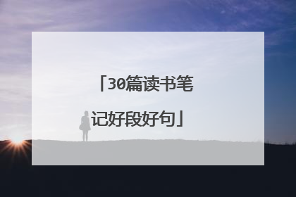 30篇读书笔记好段好句