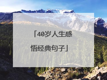 40岁人生感悟经典句子
