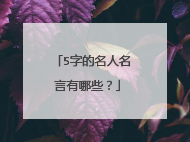 5字的名人名言有哪些？