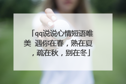 qq说说心情短语唯美 遇你在春,熟在夏,疏在秋,别在冬