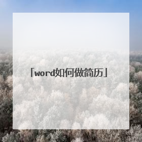 word如何做简历