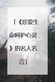 《珍爱生命呵护心灵》的名人名言