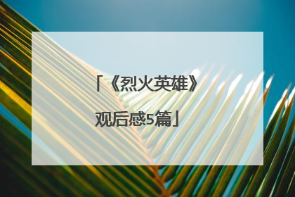 《烈火英雄》观后感5篇