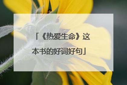 《热爱生命》这本书的好词好句