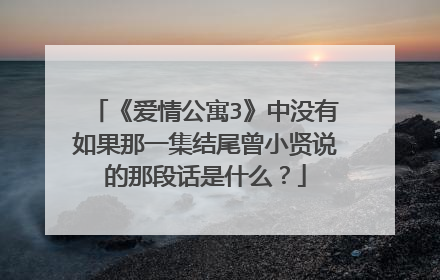 《爱情公寓3》中没有如果那一集结尾曾小贤说的那段话是什么？