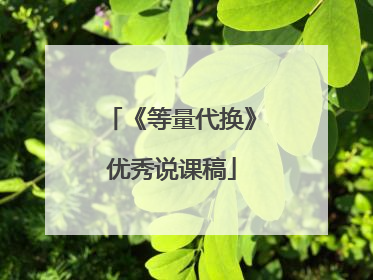 《等量代换》优秀说课稿