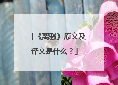 《离骚》原文及译文是什么？