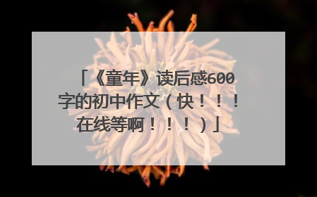 《童年》读后感600字的初中作文(快!!!在线等啊!!!)