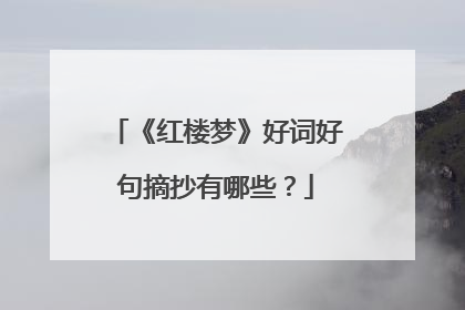 《红楼梦》好词好句摘抄有哪些?