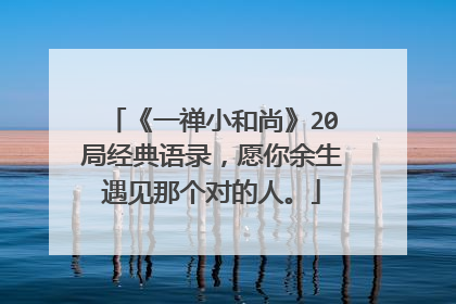 《一禅小和尚》20局经典语录,愿你余生遇见那个对的人。