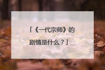 《一代宗师》的剧情是什么?