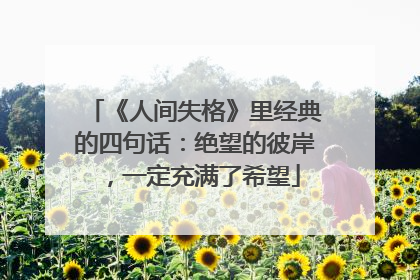 《人间失格》里经典的四句话：绝望的彼岸，一定充满了希望