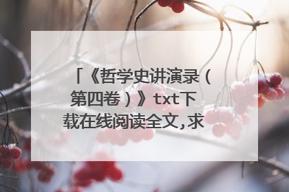 《哲学史讲演录（第四卷）》txt下载在线阅读全文,求百度网盘云资源