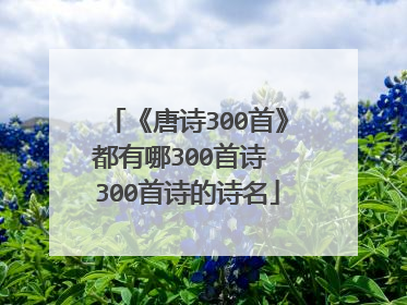 《唐诗300首》都有哪300首诗 300首诗的诗名