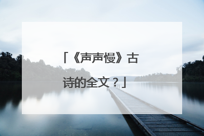 《声声慢》古诗的全文?