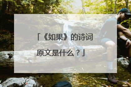 《如果》的诗词原文是什么？