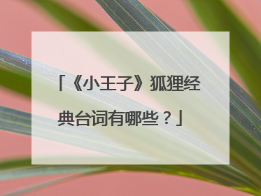 《小王子》狐狸经典台词有哪些？